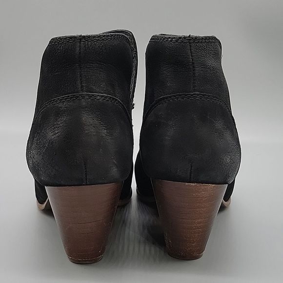 Frye boots Reina cut out 9 black leather heel shoes western Nubuck ankle bootie - Picture 4 of 11